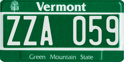 VT license plate ZZA059