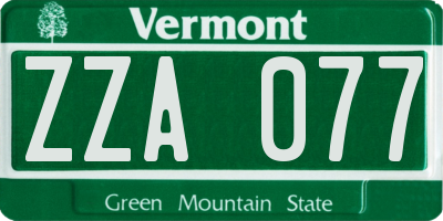 VT license plate ZZA077