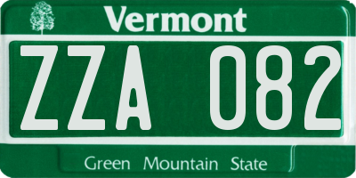 VT license plate ZZA082