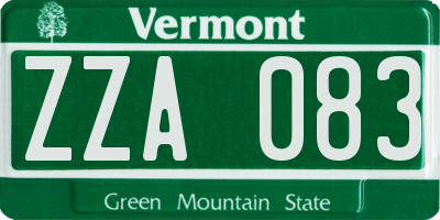 VT license plate ZZA083