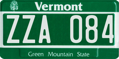 VT license plate ZZA084