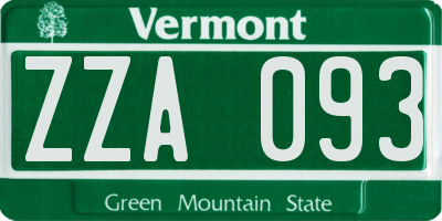 VT license plate ZZA093