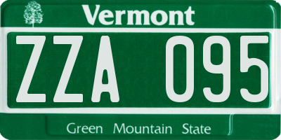VT license plate ZZA095