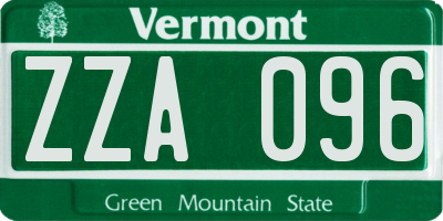 VT license plate ZZA096
