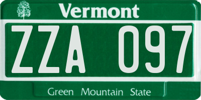 VT license plate ZZA097
