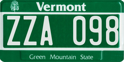 VT license plate ZZA098