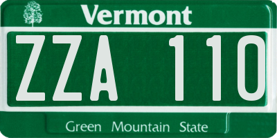 VT license plate ZZA110