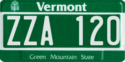 VT license plate ZZA120