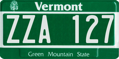 VT license plate ZZA127