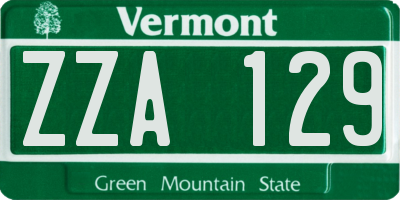 VT license plate ZZA129