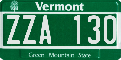 VT license plate ZZA130