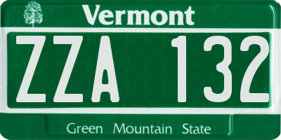 VT license plate ZZA132