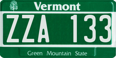 VT license plate ZZA133