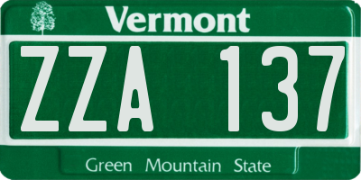 VT license plate ZZA137