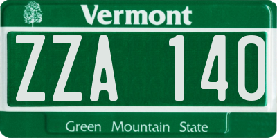 VT license plate ZZA140