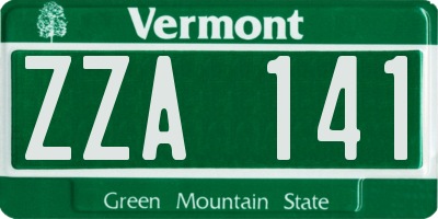 VT license plate ZZA141