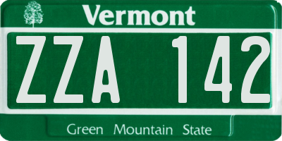VT license plate ZZA142