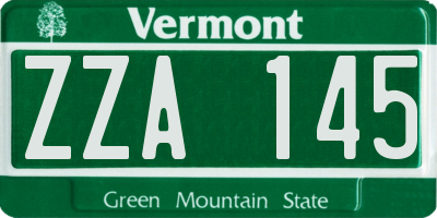 VT license plate ZZA145