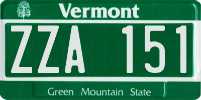 VT license plate ZZA151