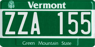 VT license plate ZZA155