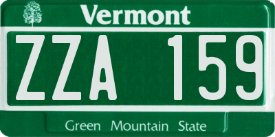 VT license plate ZZA159