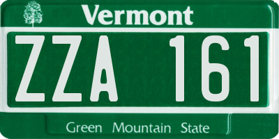 VT license plate ZZA161