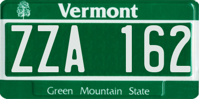 VT license plate ZZA162