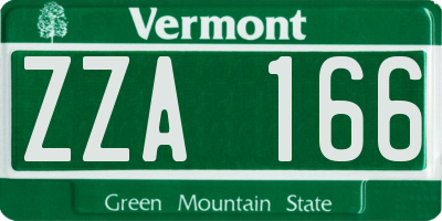 VT license plate ZZA166