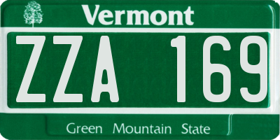 VT license plate ZZA169