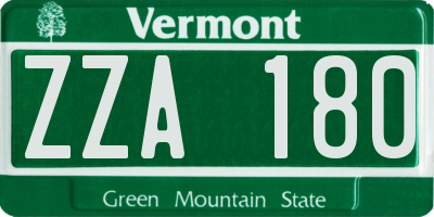 VT license plate ZZA180