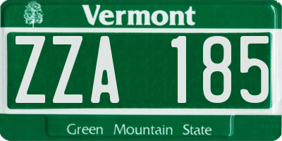 VT license plate ZZA185