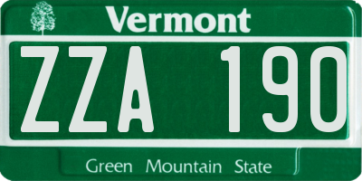 VT license plate ZZA190