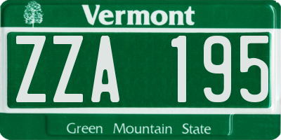 VT license plate ZZA195