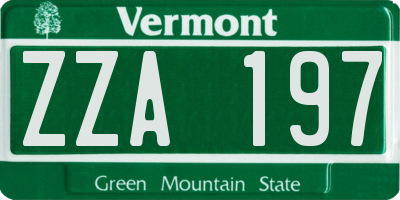 VT license plate ZZA197