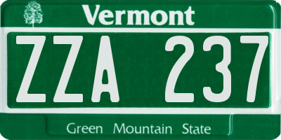 VT license plate ZZA237