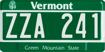VT license plate ZZA241