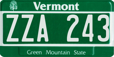 VT license plate ZZA243