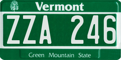 VT license plate ZZA246