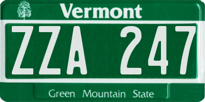 VT license plate ZZA247