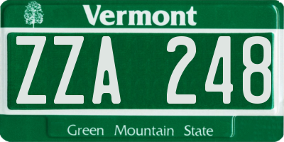 VT license plate ZZA248