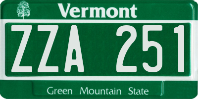 VT license plate ZZA251