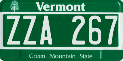 VT license plate ZZA267