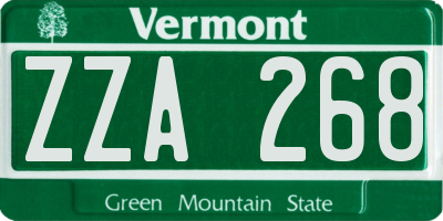VT license plate ZZA268