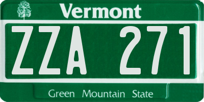 VT license plate ZZA271