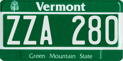 VT license plate ZZA280