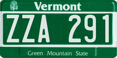 VT license plate ZZA291