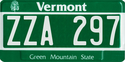 VT license plate ZZA297