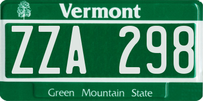 VT license plate ZZA298