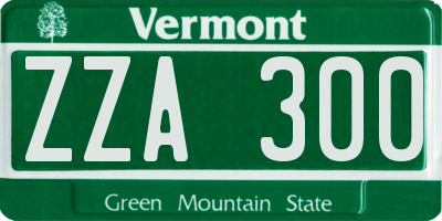 VT license plate ZZA300