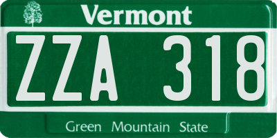 VT license plate ZZA318